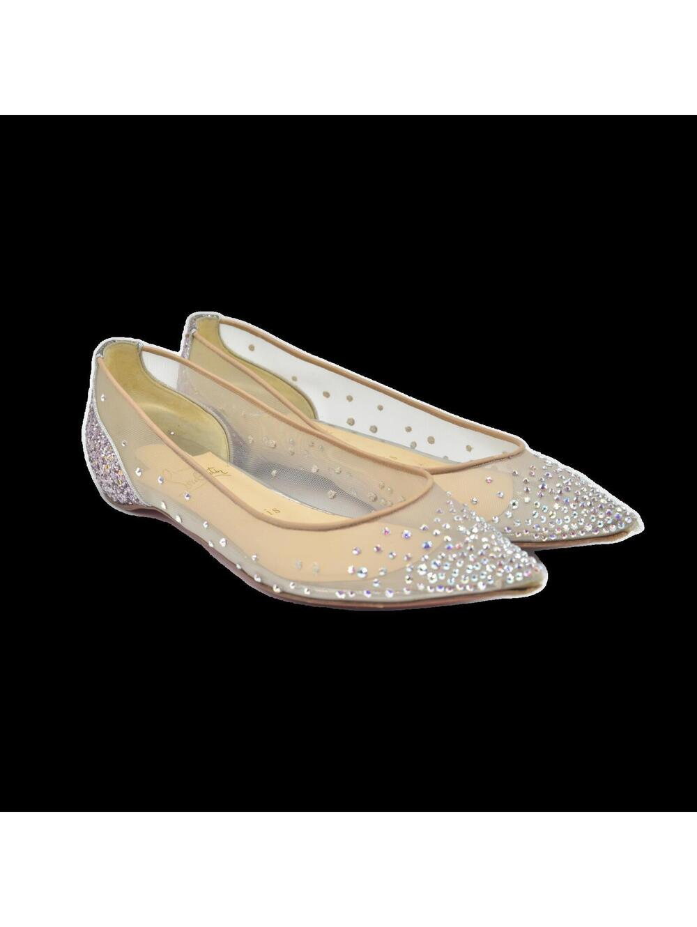 $995 Christian Louboutin Crystal Strass Follies Flats 36.5